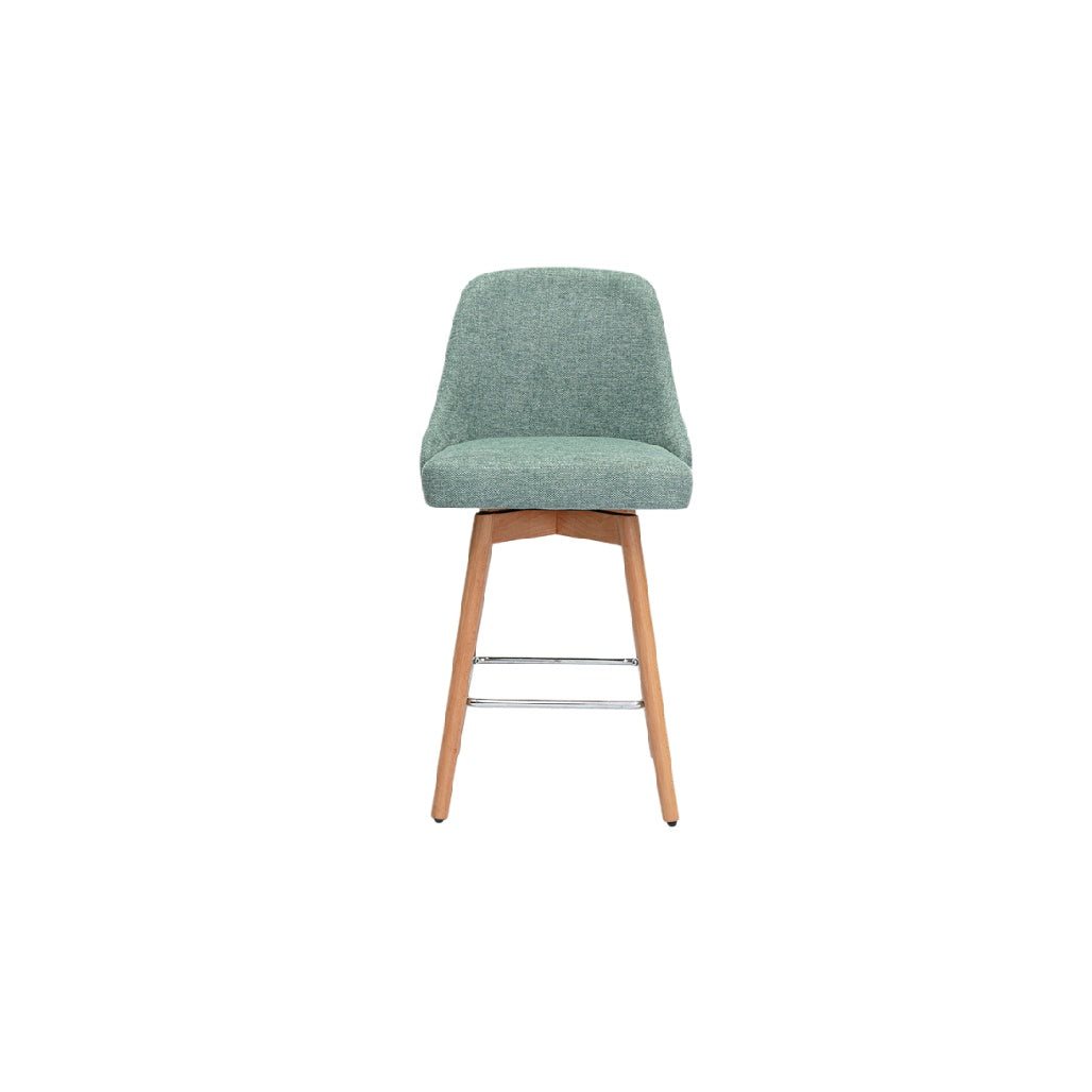 SGABELLO MODERNO IN TESSUTO VERDE CON STRUTTURA IN LEGNO